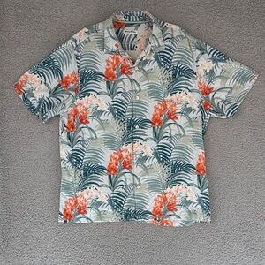 Tommy Bahama Tropical Floral Mens XXL Tall short sleeve Button up Shirt Beach